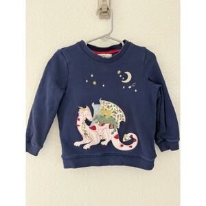 Mini Boden Dragon Applique Sweatshirt Girls 2-3 Navy Blue